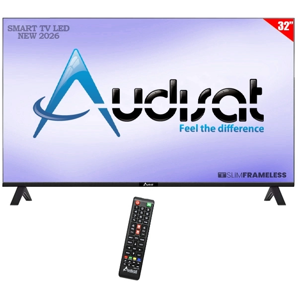 Smart TV LED 32" Audisat AD-32 (2026) HD Android TV Wi-Fi com Conversor Digital (1 Ano de Garantia)